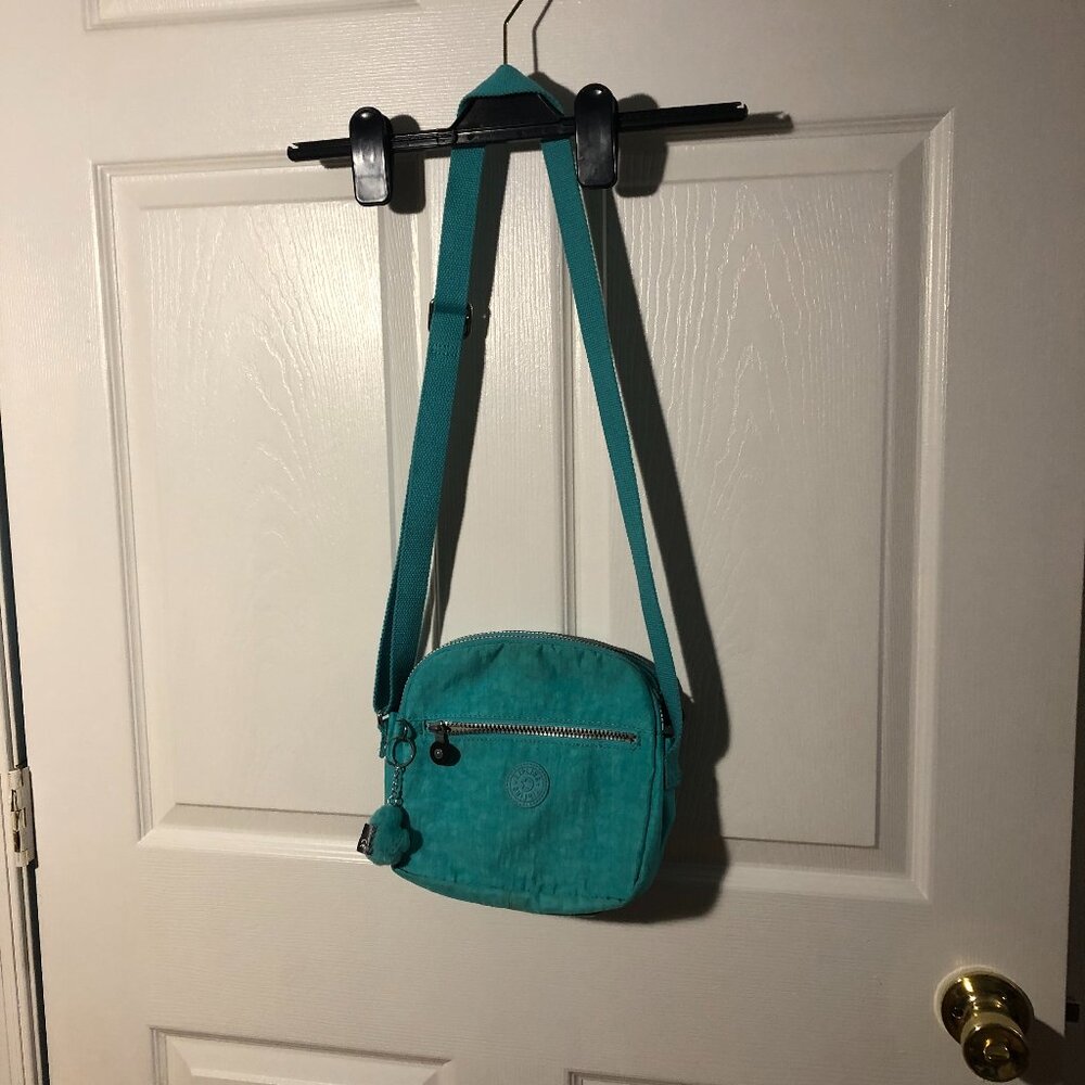 Kipling women teal cross body, incl. monkey keychain